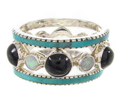 Southwest Multicolor Silver Stackable Ring Set Size 7-3/4 BW64068